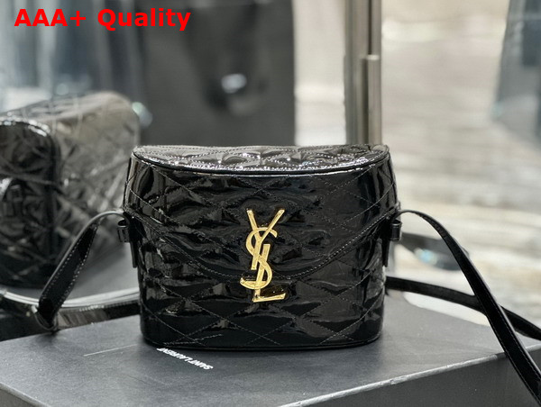 Saint Laurent June Box Bag in Shiny Black Quilted Leather Replica