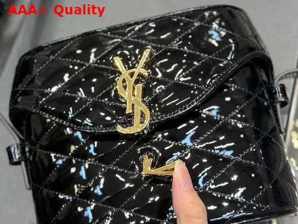 Saint Laurent June Box Bag in Shiny Black Quilted Leather Replica