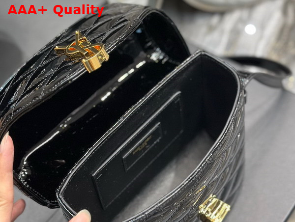 Saint Laurent June Box Bag in Shiny Black Quilted Leather Replica