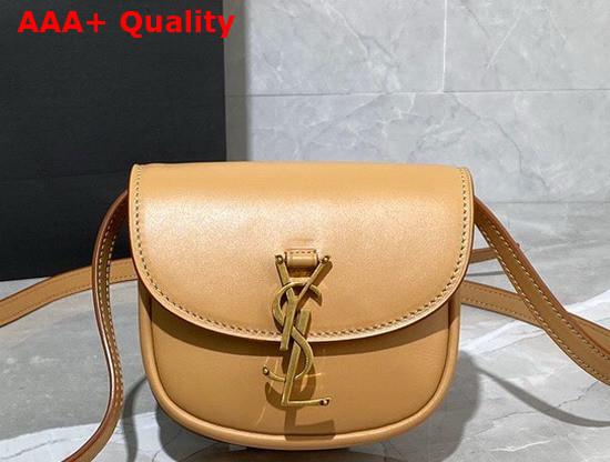 Saint Laurent Kaia Mini Satchel in Smooth Vintage Leather Brown Gold Replica