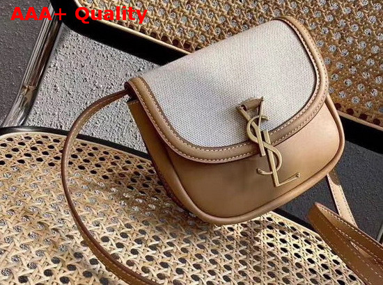 Saint Laurent Kaia Small Satchel in Cotton Canvas and Vintage Leather Natural Beige Replica