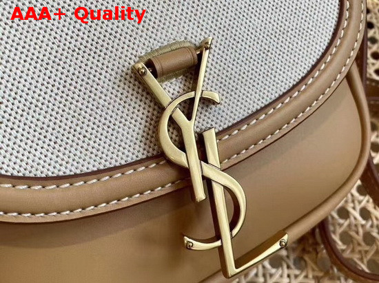 Saint Laurent Kaia Small Satchel in Cotton Canvas and Vintage Leather Natural Beige Replica