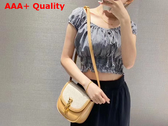 Saint Laurent Kaia Small Satchel in Cotton Canvas and Vintage Leather Natural Beige Replica