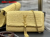 Saint Laurent Kate 99 Chain Bag with Tassel in Raffia Dark Nude Replica