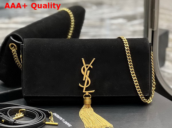 Saint Laurent Kate 99 Chain Bag with Tassel in Suede Black Replica