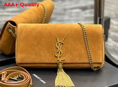 Saint Laurent Kate 99 Chain Bag with Tassel in Suede Cannelle Replica