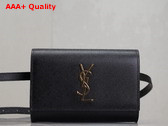Saint Laurent Kate Belt Bag in Black Grain de Poudre Embossed Leather Replica