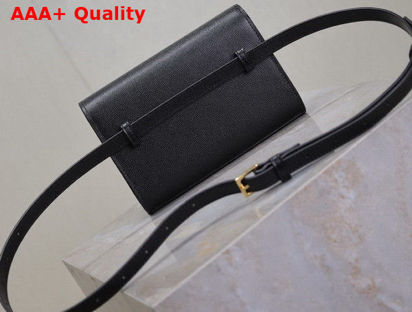 Saint Laurent Kate Belt Bag in Black Grain de Poudre Embossed Leather Replica