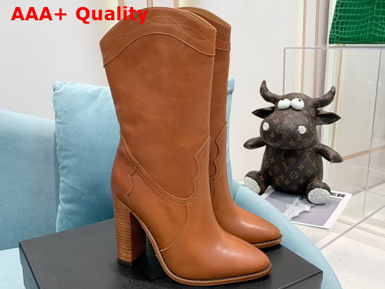 Saint Laurent Kate Boot in Brwon Smooth Leather Replica