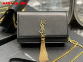 Saint Laurent Kate Chain Wallet with Tassel in Black Smooth Leather Gold Toned Metal Replica