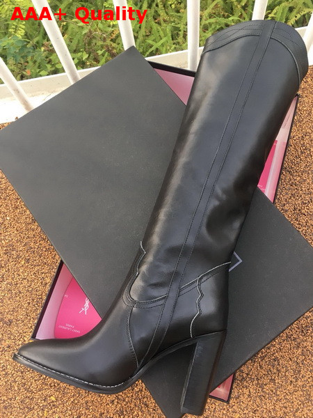 Saint Laurent Kate High Boots in Black Smooth Leather Replica