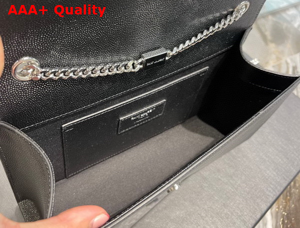 Saint Laurent Kate Medium Chain Bag in Black Grain de Poudre Embossed Leather with Silver Hardware Replica