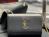 Saint Laurent Kate Medium Chain Bag in Black Smooth Leather with Gold Hardware Replica