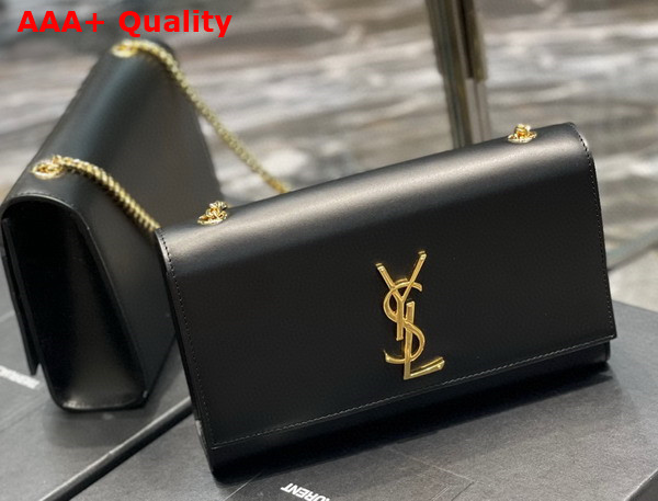Saint Laurent Kate Medium Chain Bag in Black Smooth Leather with Gold Hardware Replica