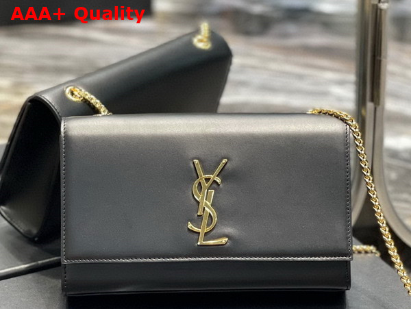 Saint Laurent Kate Medium Chain Bag in Black Smooth Leather with Gold Hardware Replica