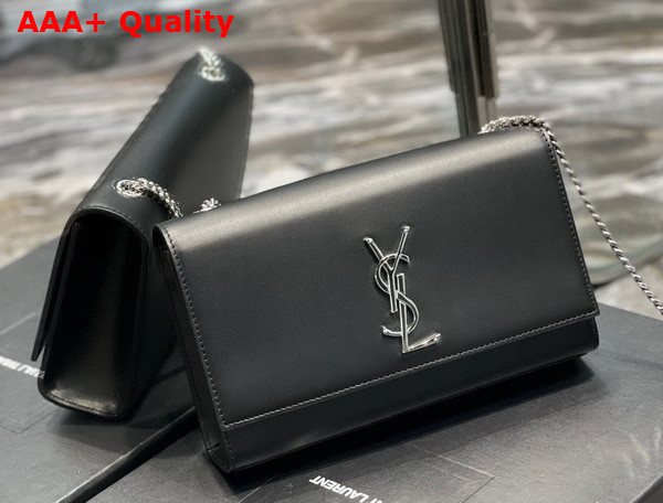 Saint Laurent Kate Medium Chain Bag in Black Smooth Leather with Silver Hardware Replica