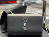 Saint Laurent Kate Medium Chain Bag in Black Smooth Leather with Silver Hardware Replica