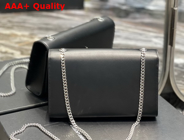 Saint Laurent Kate Medium Chain Bag in Black Smooth Leather with Silver Hardware Replica