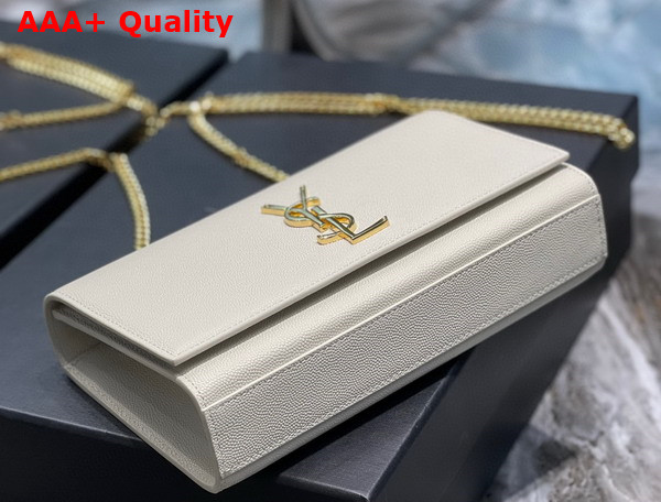 Saint Laurent Kate Medium Chain Bag in Blanc Vintage Grain de Poudre Embossed Leather Replica