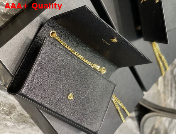 Saint Laurent Kate Medium Chain Bag in Grain de Poudre Embossed Leather Black with Gold Hardware Replica