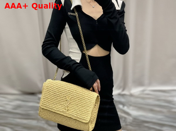 Saint Laurent Kate Medium Chain Bag in Natural Raffia Replica