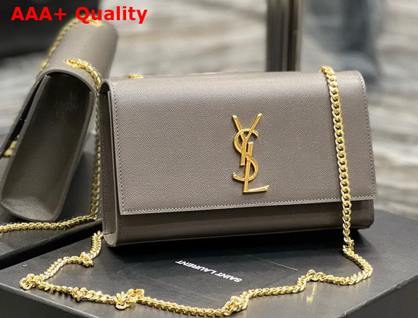 Saint Laurent Kate Medium Chain Bag in Strom Grain de Poudre Embossed Leather Replica