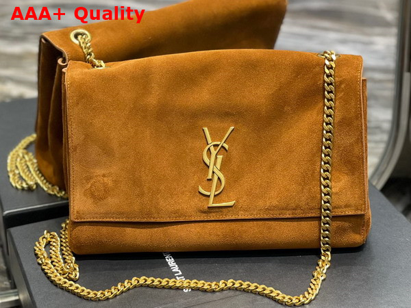 Saint Laurent Kate Medium Reversible Chain Bag in Cannelle Suede and Smooth Leather Replica