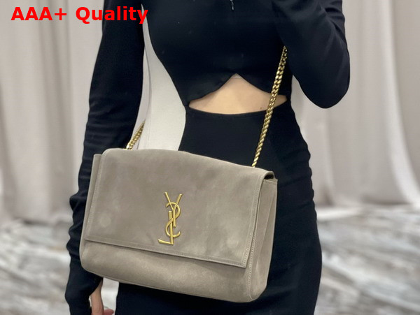 Saint Laurent Kate Medium Reversible Chain Bag in Khaki Suede and Smooth Leather Replica