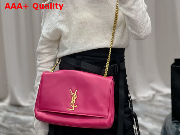 Saint Laurent Kate Medium Reversible Chain Bag in Lipstick Fuchsia Suede and Smooth Leather Replica