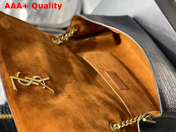 Saint Laurent Kate Medium Reversible Chain Bag in Suede and Crocodile Embossed Leather Military Taupe Replica