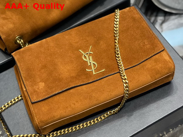 Saint Laurent Kate Medium Reversible Chain Bag in Suede and Crocodile Embossed Leather Military Taupe Replica