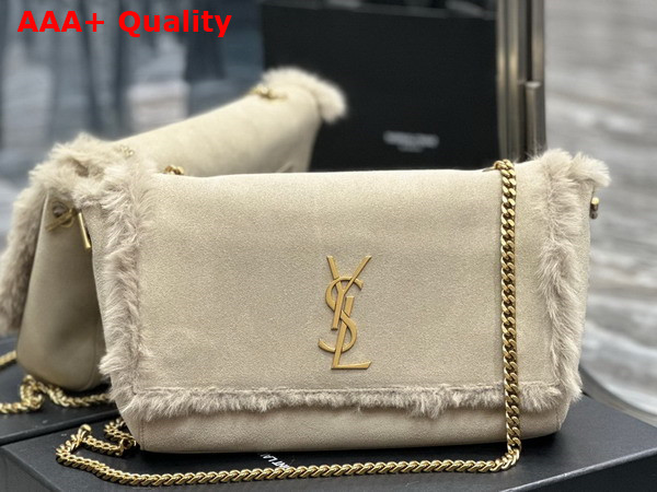 Saint Laurent Kate Medium Supple Reversible Chain Bag in Suede and Shearling Clay Replica