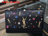 Saint Laurent Kate Medium in Black Leather and Multicolor Charms Replica