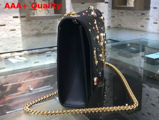 Saint Laurent Kate Medium in Black Leather and Multicolor Charms Replica