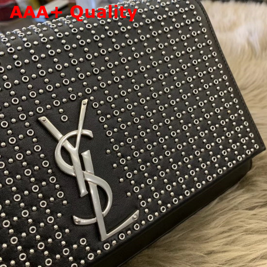 Saint Laurent Kate Medium in Leather and Studs Black Replica