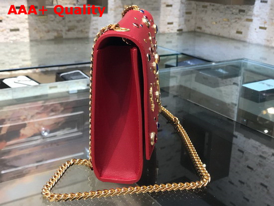 Saint Laurent Kate Medium in Red Leather and Multicolor Charms Replica
