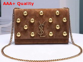 Saint Laurent Kate Medium in Suede and Studs Brown Replica