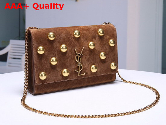 Saint Laurent Kate Medium in Suede and Studs Brown Replica