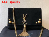 Saint Laurent Kate Medium with Tassel in Black Suede and Studs Replica