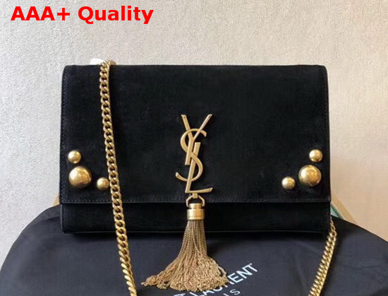 Saint Laurent Kate Medium with Tassel in Black Suede and Studs Replica