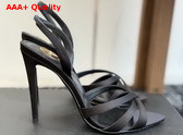 Saint Laurent Kate Sandals in Black Satin Crepe Replica