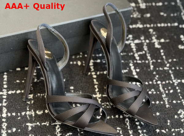 Saint Laurent Kate Sandals in Black Satin Crepe Replica