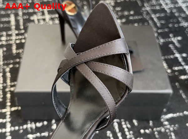 Saint Laurent Kate Sandals in Black Satin Crepe Replica