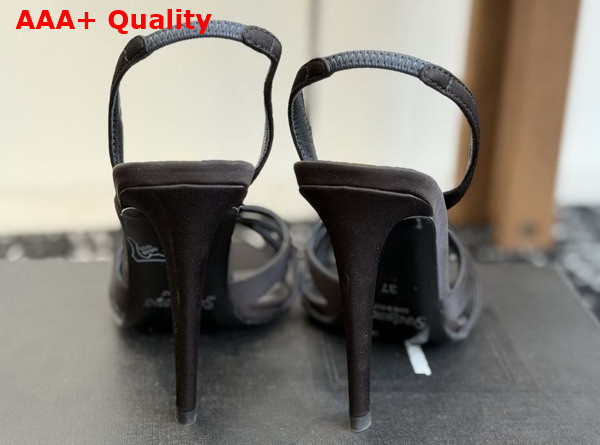 Saint Laurent Kate Sandals in Black Satin Crepe Replica
