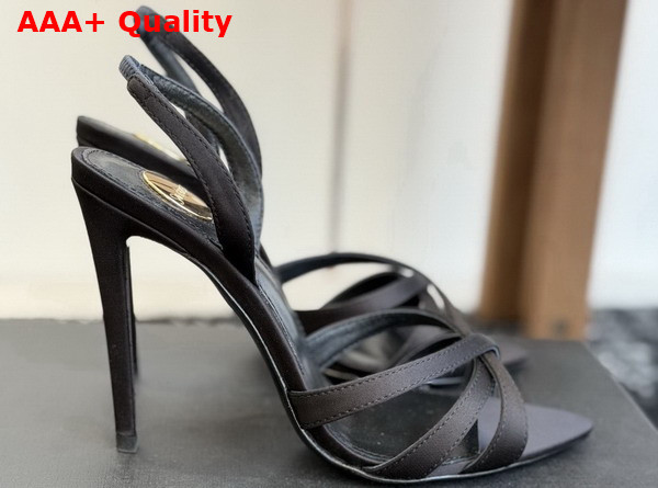 Saint Laurent Kate Sandals in Black Satin Crepe Replica