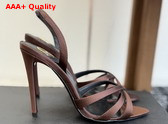 Saint Laurent Kate Sandals in Brown Satin Crepe Replica