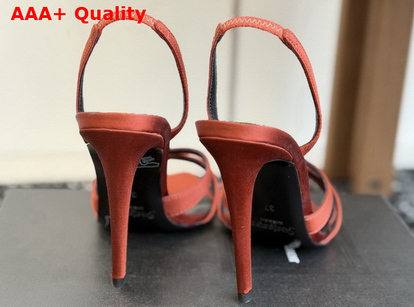 Saint Laurent Kate Sandals in Dark Ruggine Satin Crepe Replica