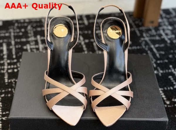 Saint Laurent Kate Sandals in Pink Satin Crepe Replica