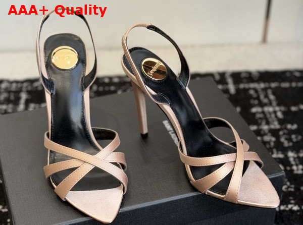 Saint Laurent Kate Sandals in Pink Satin Crepe Replica