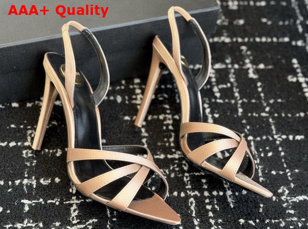 Saint Laurent Kate Sandals in Pink Satin Crepe Replica